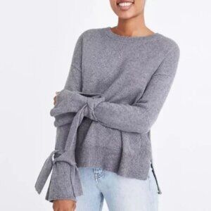 Madewell Gray Tie-Cuff Pullover Sweater